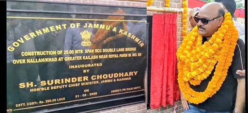 'Dy CM inaugurates double-lane bridge at Greater Kailash; says govt prioritising surface connectivity in J&K '